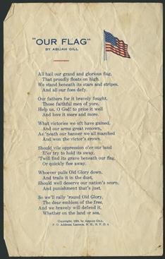 New Hampshire Historical Society - "Our Flag" Poem By Abijah Gill, 1918 ...